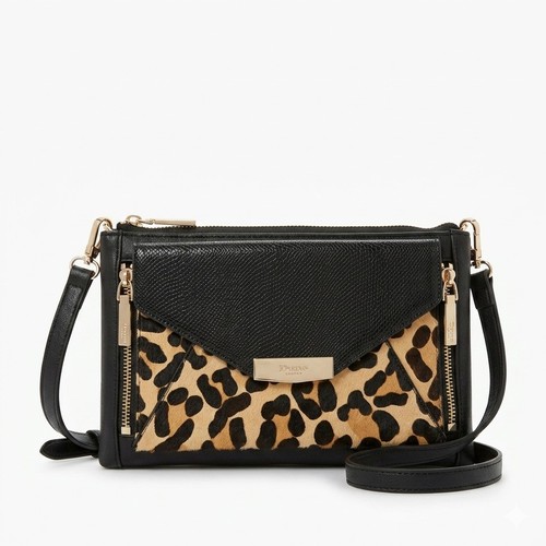 Black crossbody bag leopard - black,