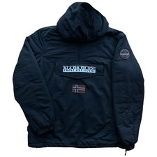 Napapijri Rainforest Mens Jacket XL Black Anorak Winter Fleece Lined Pull On