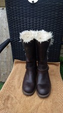 CATERPILLAR,  LADIES DARK BROWN LEATHER BOOTS SIZE 5.