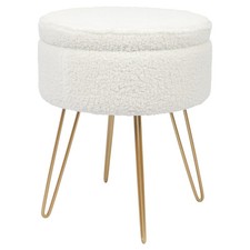 Boucle Storage Footstool Cream
