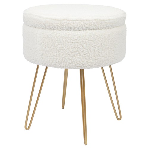 Boucle storage footstool cream - boucle,