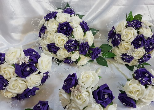 Wedding flowers ivory purple - wedding,