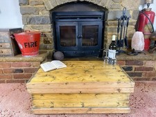 Old Antique Pine Chest, Vintage Wooden Storage Trunk, Blanket Box, Coffee Table.