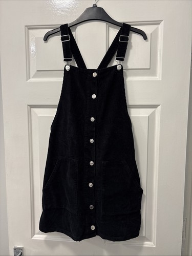 Ladies black short dungaree - black,