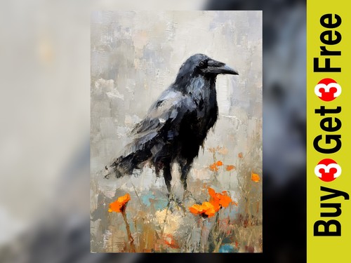 Black crow print on - print,