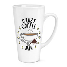 Crazy Coffee Man Stars 17oz Large Latte Mug Cup Dad Fathers Day Boyfriend Addict