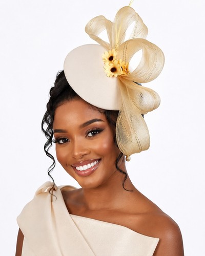 Ivory champagne fascinator - ivory, &