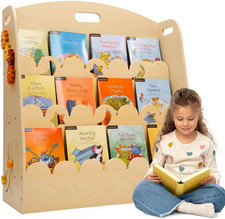 Montessori Toddler Bookshelf,3-Tier Fsc-Certified Birch Wood Bookcase, Front-Fac