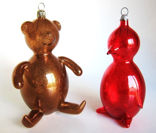 Mouth blown glass ornaments - 2x,