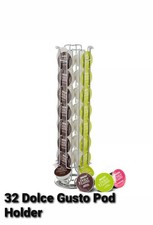 32 Dolce Gusto Coffee Pod Rotating Holder Rack Capsule Stand Tower 360° Silver