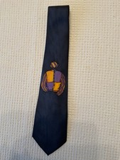 NAVY HORSE RACING TIE 100%