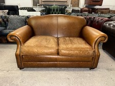 Laura Ashley Tan Real Leather Two Seater Sofa 2 Available