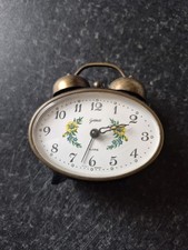 Antique Goldbühl Floral Alarm Clock - 1950s German Mechanical Desk Clock