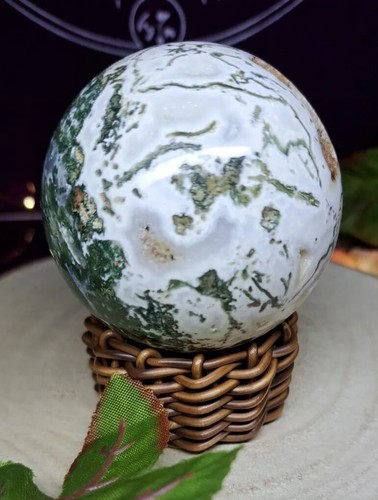 Druzy moss agate sphere 5mm - druzy,
