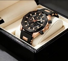 LIGE Mens Luxury Watch Leather