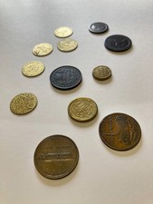 STASH OF 12 GEORGIAN COINS, COIN WEIGHTS & TOKENS • Late 18th early 19th century