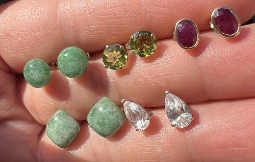 9ct jade earrings - 9ct,