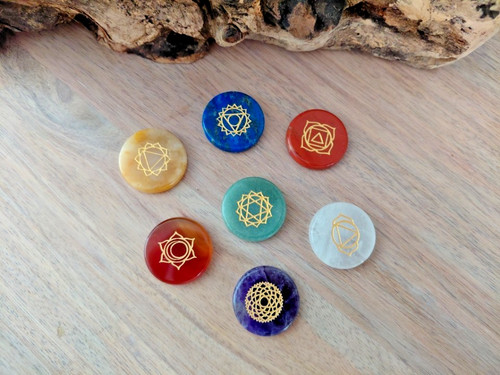 Chakra palm stones set reiki - palm,