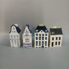 KLM Bols WGB Dale Farm Blue Delft Miniature China Houses x4 Waxed Corked -CP