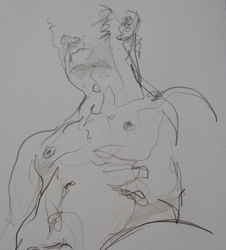 Pencil drawing male nude - male,