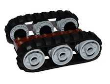 LEGO 2 x Black Rubber Caterpillar Treads + 6 Drive Wheels SMALL digger tank EXC