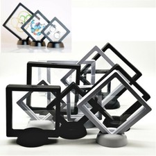 3D Floating View Jewelry Coin Display Frame Holder Box Case Black/White Stand Ne