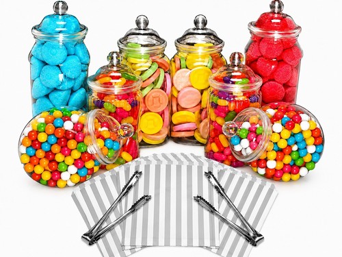 Assorted plastic sweet jars - assorted,