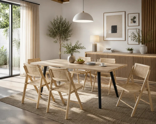 Blonde rattan dining chair - rattan,