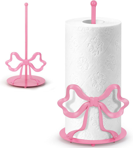 Pink bow paper - towel, holder