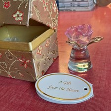 Pretty Glass Rose ornament in decorative box Bouquet Ornament Glass Flowers 