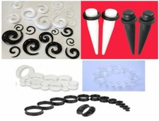 Acrylic Ear Flesh Tunnels Tapers Spirals Expanders Stretchers O-Ring Plug Kit 
