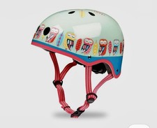 Kids Micro Scooter Blue/ Green Helmet with Owls Design Small Used