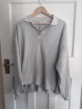Olive Clothing Waffle Jumper Men’s Size M Grey  Polo Neck