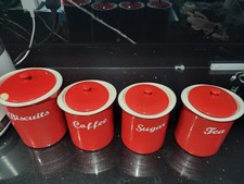 Curve by Linea Red Ceramic Tea Coffee Sugar biscuit  Storage Jars Set of 4 