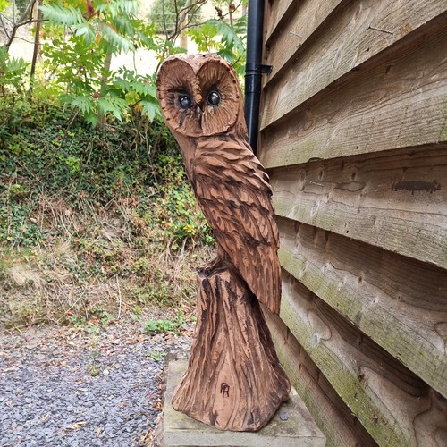 Chainsaw carved owl - chainsaw,