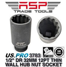 US PRO Single 1/2" Dr 32MM 12 Point Deep Impact Socket 3783