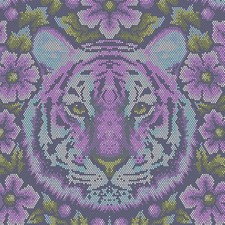 Tula Pink Fabric Eden Crouching Tiger in Purple (Amethyst)  - FQ with cut out