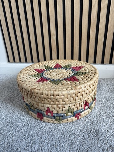 Vintage handwoven lidded - vintage,