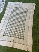 ANTIQUE FRENCH LINEN TABLE/DRESSER CLOTH Extensive Drawn Thread Decoration 19”30