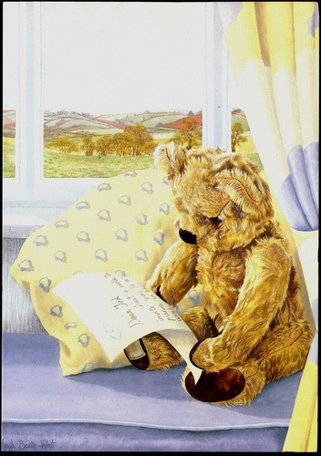 Modern postcard teddy bear - modern,