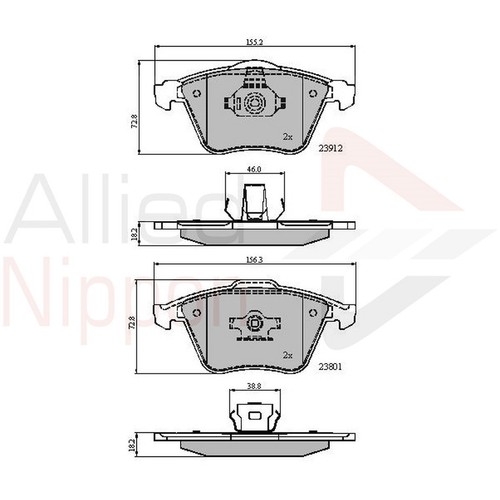 Brake pads set for saab - for, 9-3