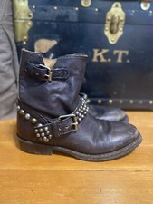 ASH Black Leather Studded