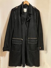 Ladies RIVER ISLAND Black Suede Effect Long Line Jacket UK 16 -- CG G32