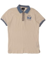 LA MARTINA Mens Slim Fit Polo Shirt Large White Cotton DO37
