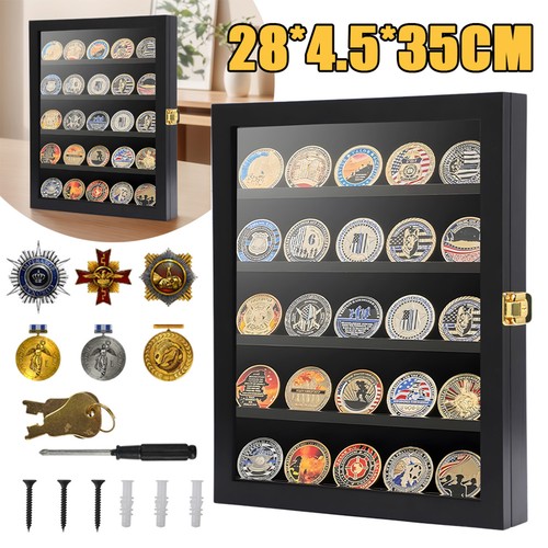 Lockable military coin display - lockable,