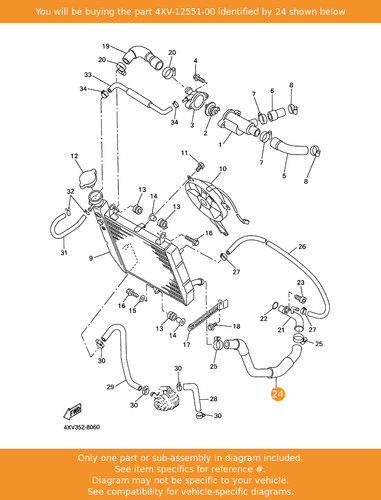 Yamaha hose 4xv 12551 00 - hose, 7,