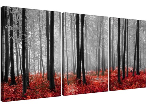 Red forest woodland - red, trees