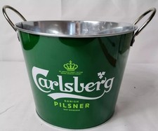 Carlsberg Metal Ice Bucket with Bottle Opener - Great For Christmas - New