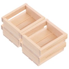  4 Pcs Wooden Crate Box Dollhouse Basket Micro Landscape Ornament