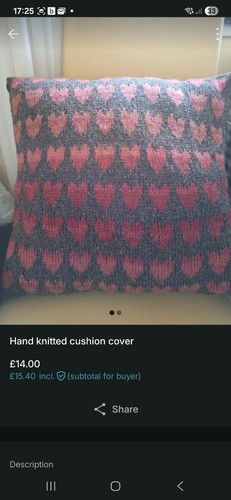 Hand knitted cushion cover - cushion,